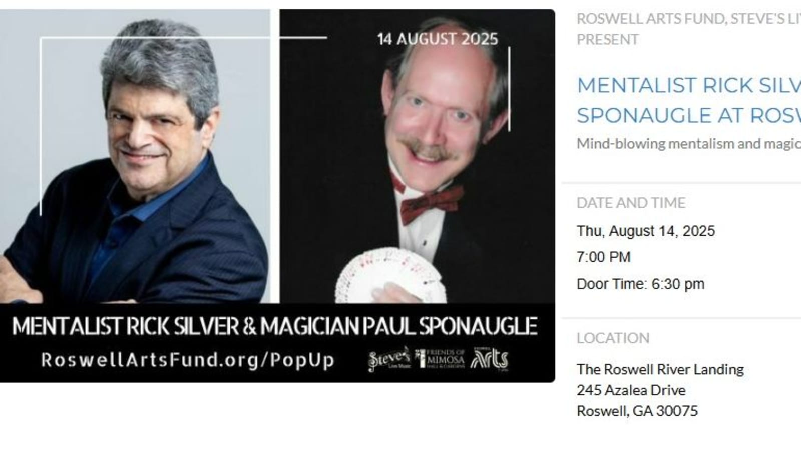 Mentalist Rick Silver & Magician Paul Sponaugle!
