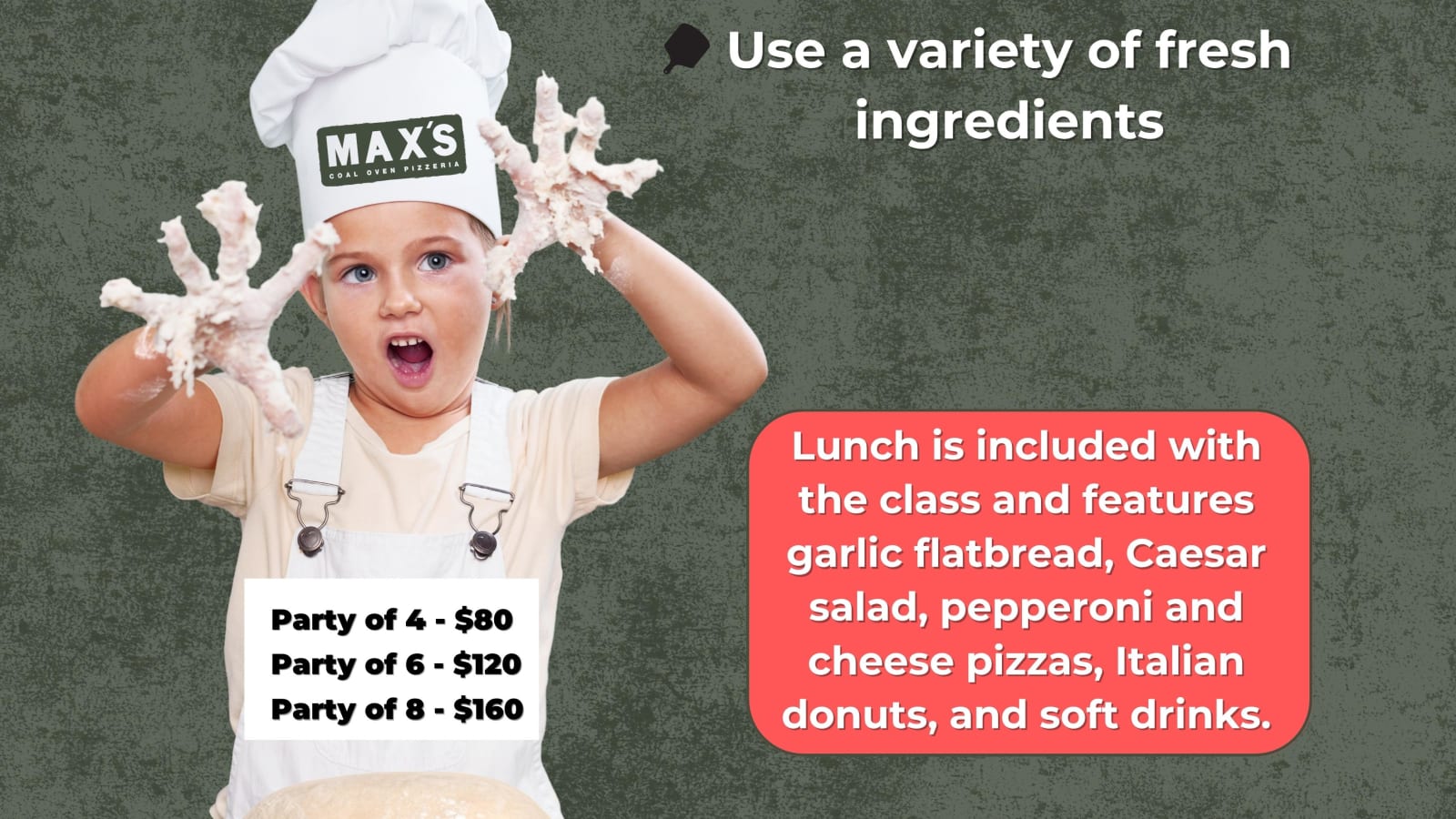 Kids Pizza Making Class at Max's