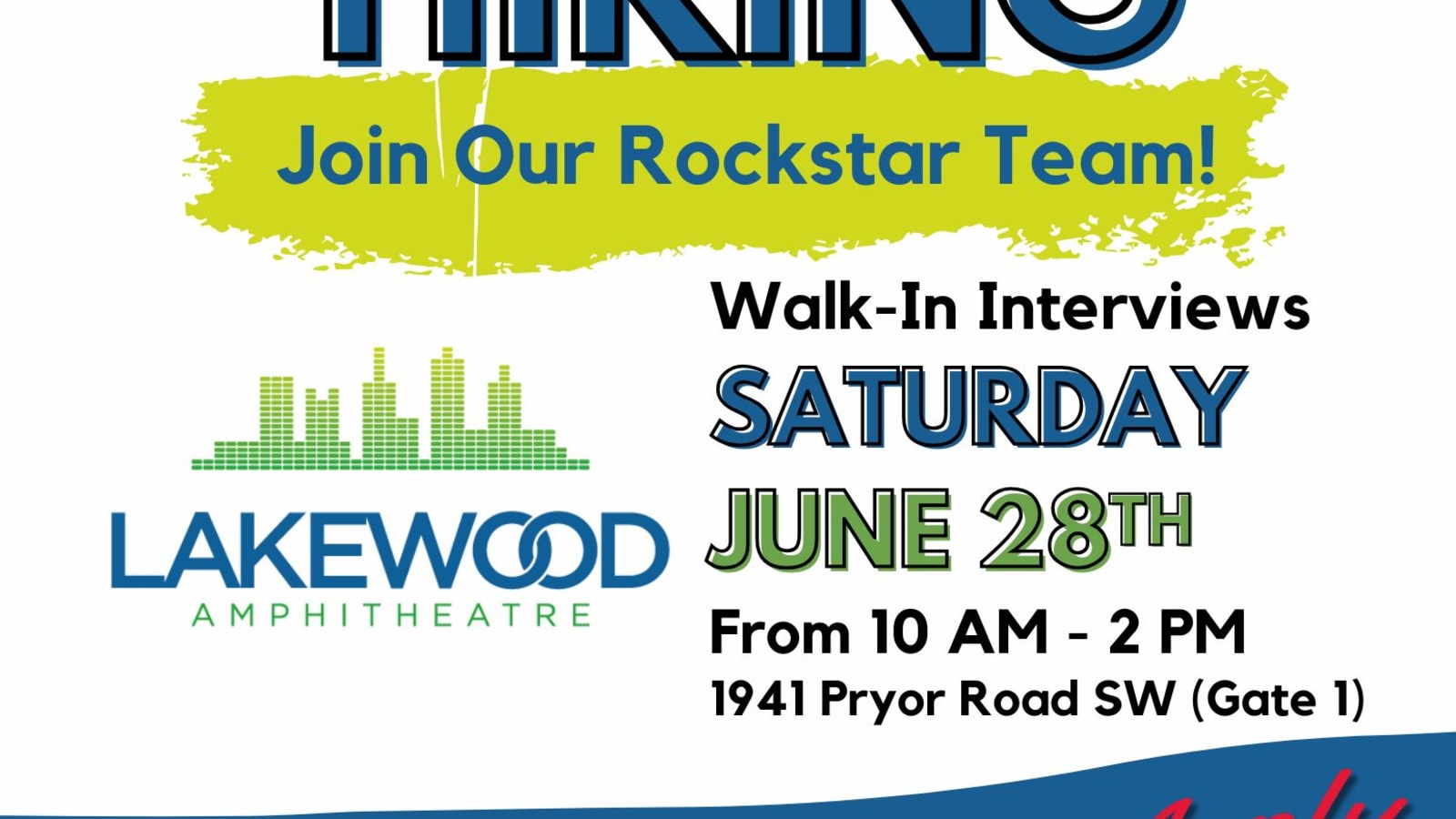 Lakewood Amphitheatre HIRING EVENT!