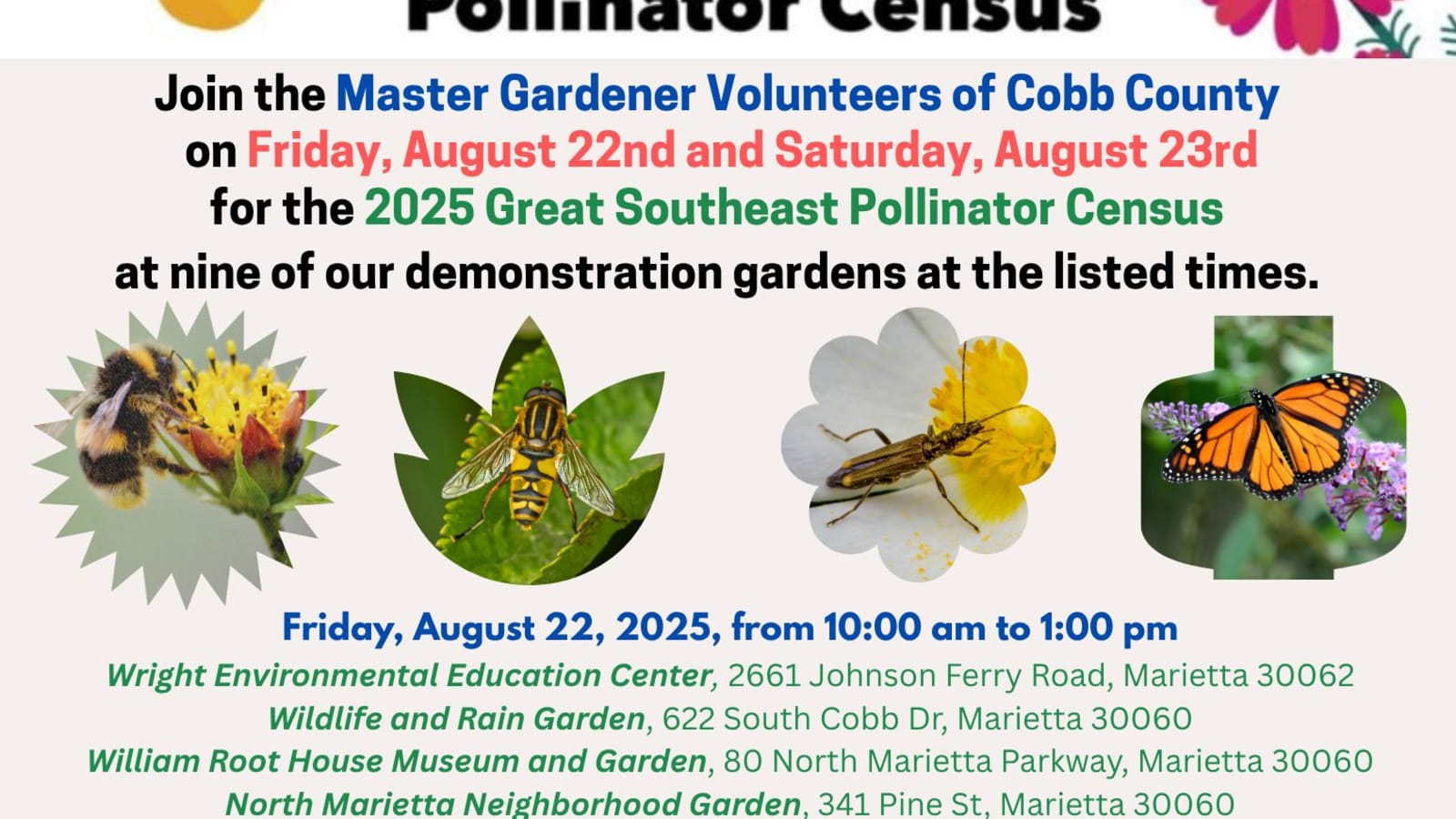 Webinar:  Great Southeast Pollinator Census