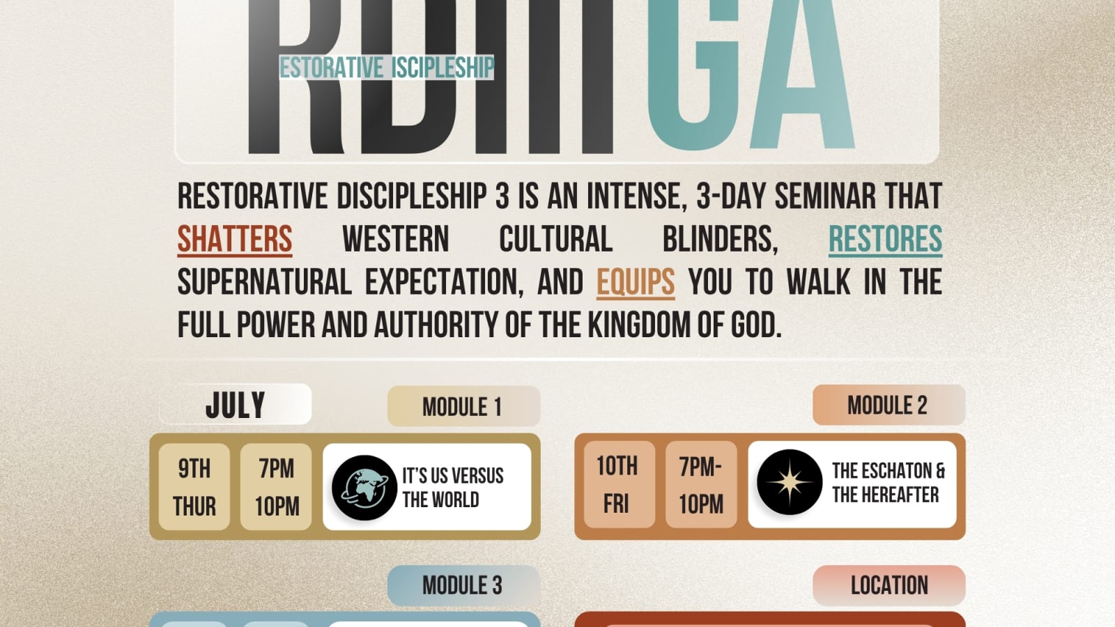 RD3: Beyond Cultural Christianity, A 3 Day Seminar